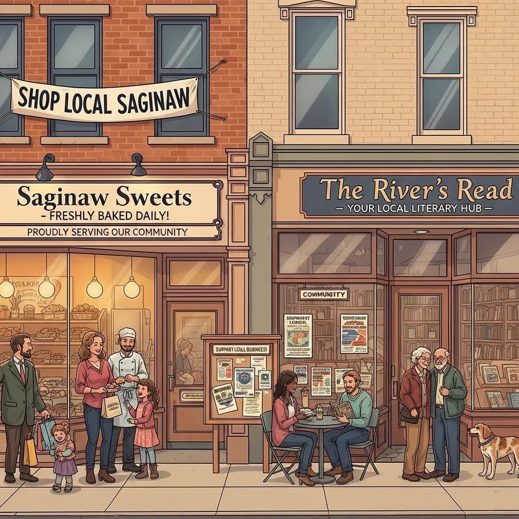 Diverse customers engaging with a local Saginaw business, highlighting local SEO benefits