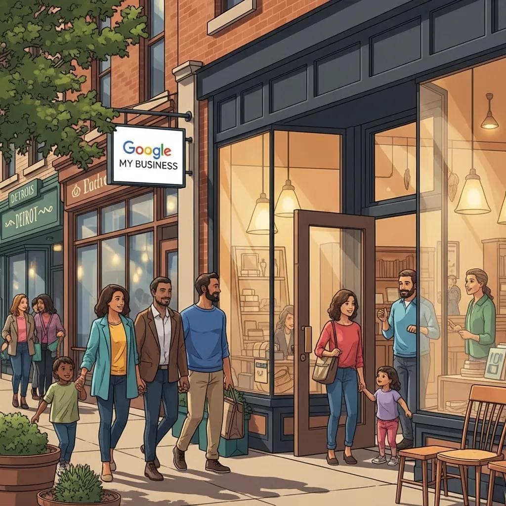 Local business storefront in Detroit highlighting the importance of Google My Business for local SEO