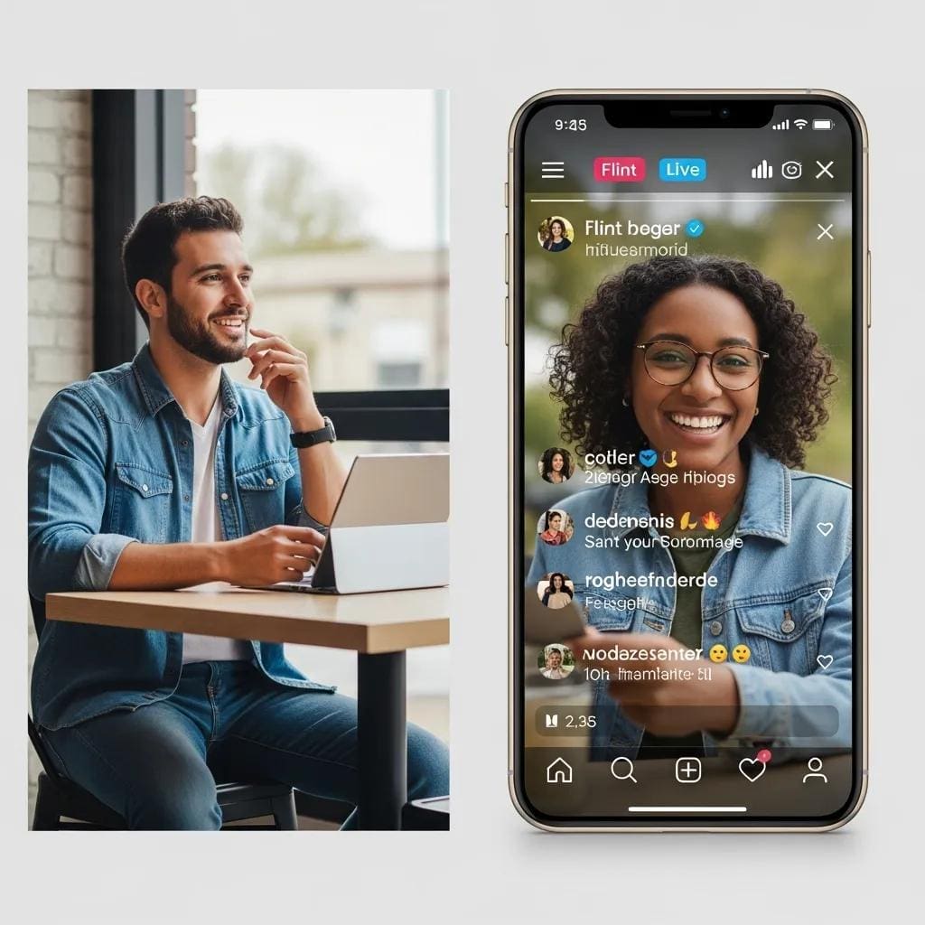 Local influencer engaging with audience during a live social media session