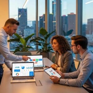 Modern office collaboration in Detroit focusing on business automation technologies