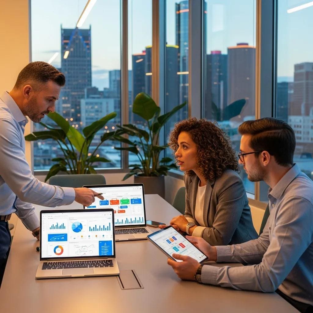 Modern office collaboration in Detroit focusing on business automation technologies