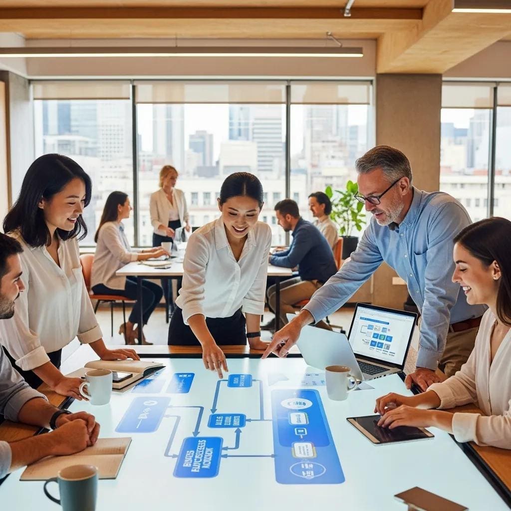 Modern office collaboration on business automation solutions