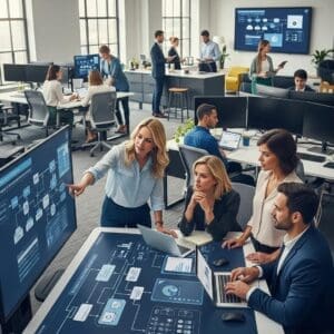 Modern office collaboration on business automation solutions