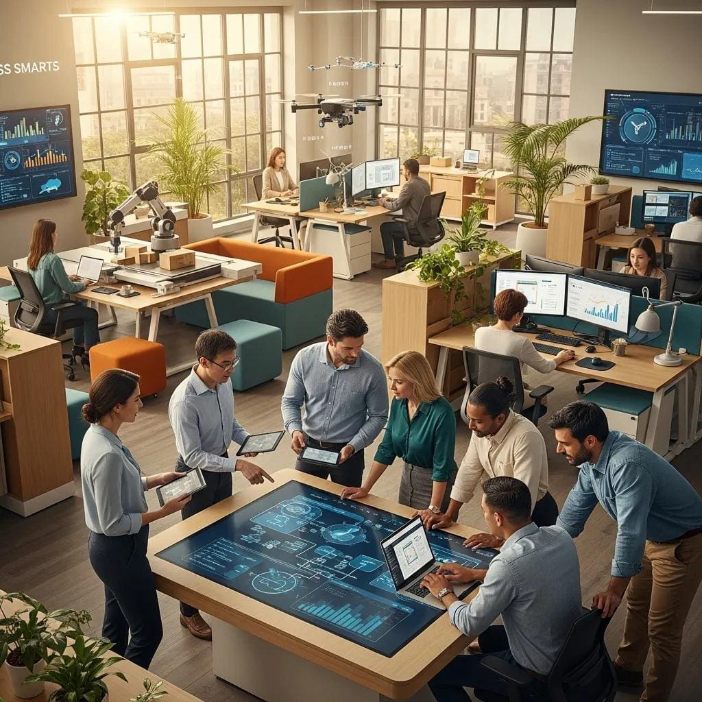 Modern office collaboration showcasing business automation solutions