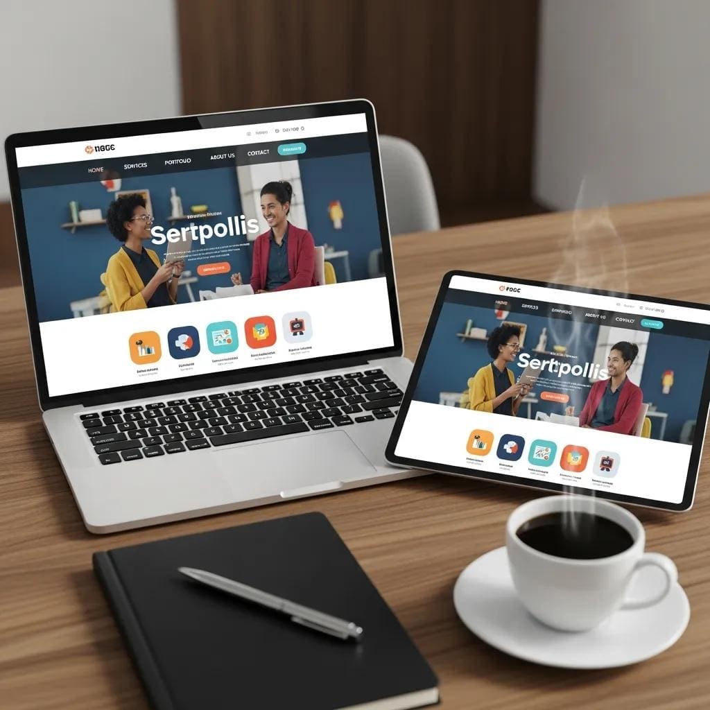 Stylish laptop and tablet displaying a custom web design for a Saginaw business