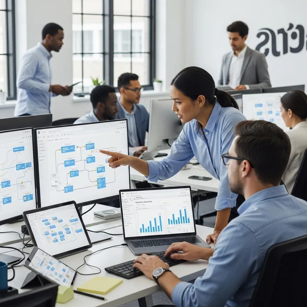 Team utilizing workflow automation tools for improved productivity