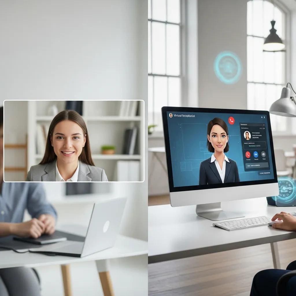 Virtual receptionist managing customer interactions through technology