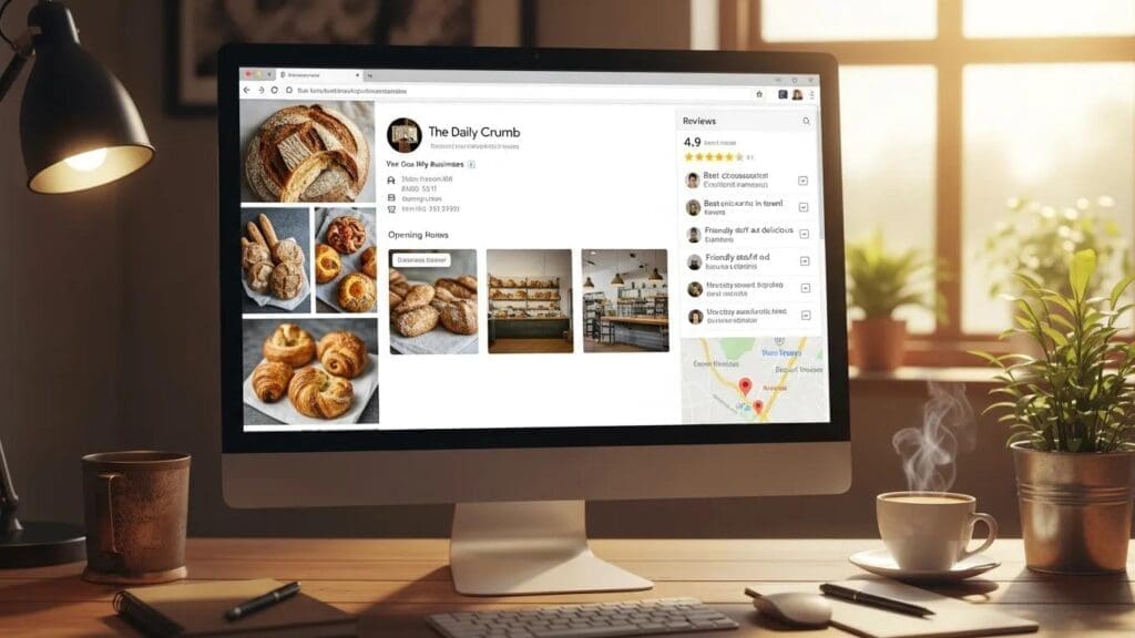 Optimized Google My Business profile showcasing local business information and customer reviews